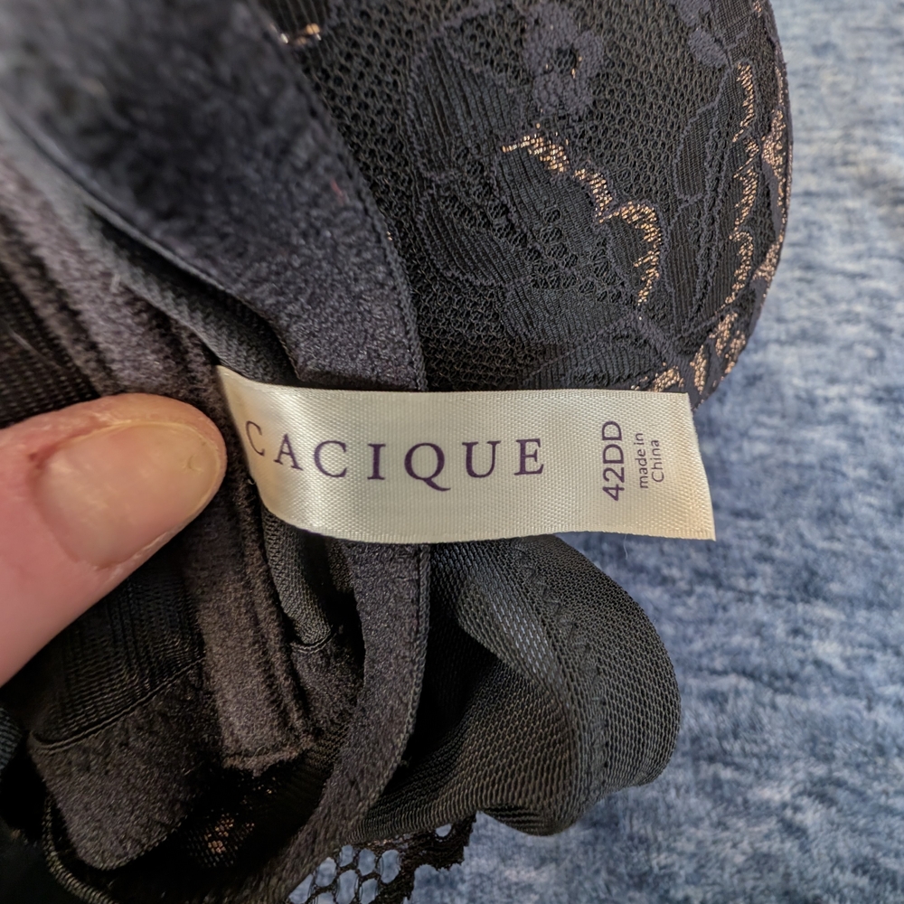 Cacique Black Lace Underwire Bra with Gold Accent - Women Intimates - Picture 2 of 4
